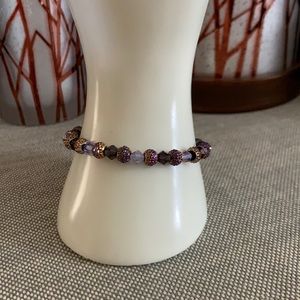 Handmade Purple Glass Stretch Bracelet